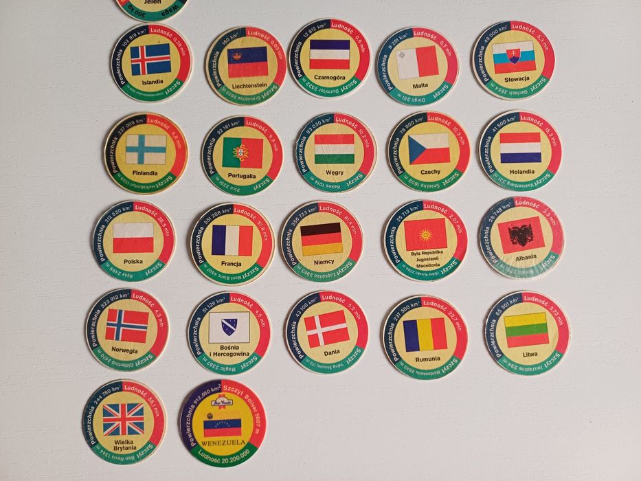 Żetony star foods zwierzęta państwa flagi tazo