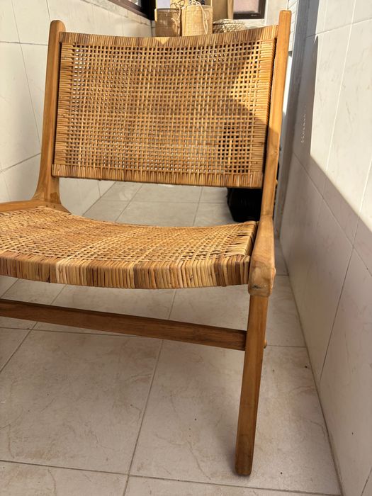 Poltrona Gato Preto em madeira e rattan