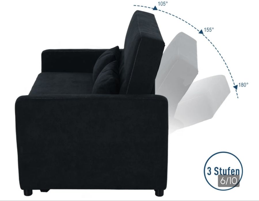 HOMCOM Sofa rozkładana szezlong 2-osobowa