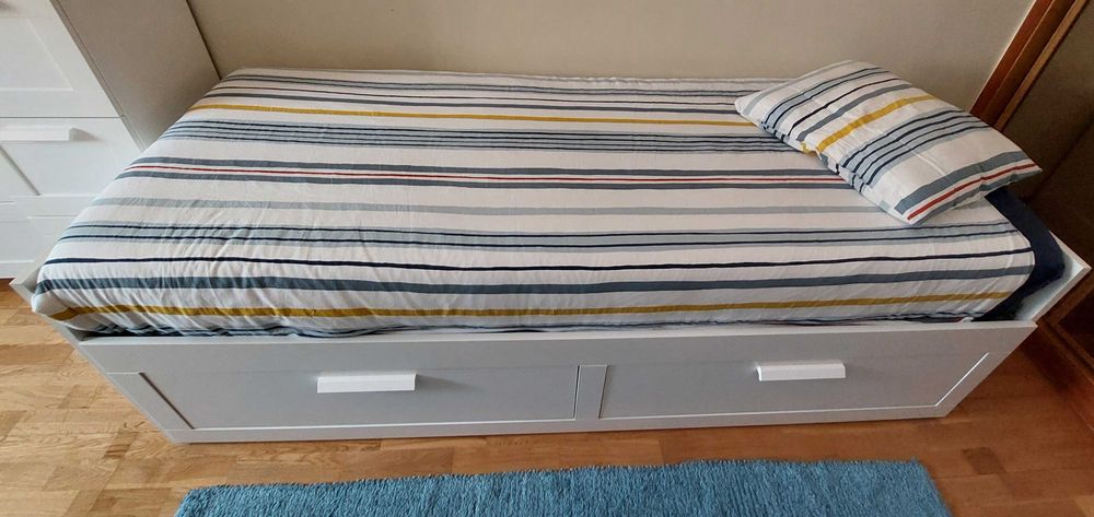 IKEA BRIMNES Cama individual/dupla com 2 gav/2 colchões