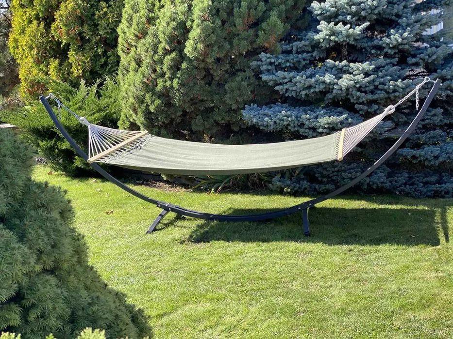 Двомісний гамак з планкою і Каркасом WISH XXL 200х150 WCG зелений