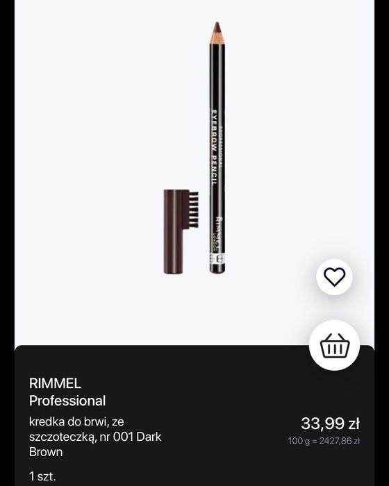 kredka do brwi Rimmel / kosmetyki / makijaż / DARK BROWN 001