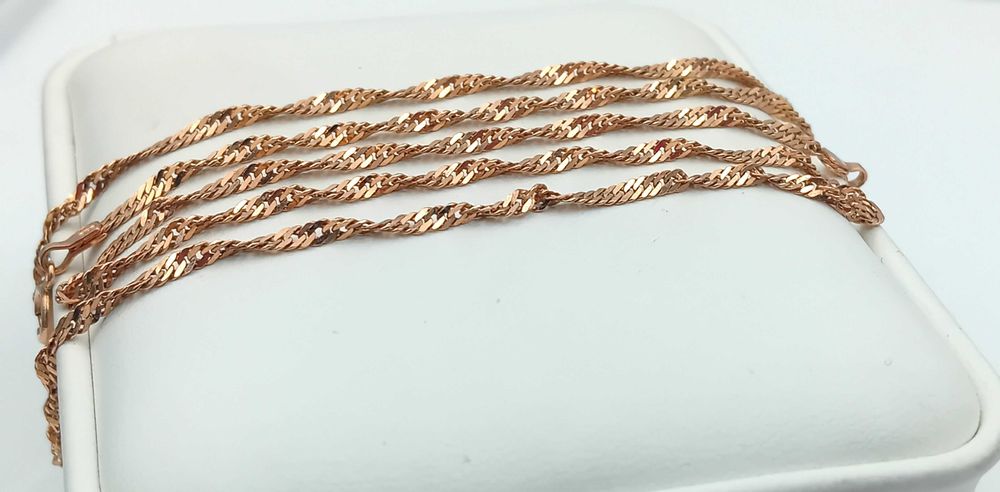 Złoty łańcuszek 50 cm splot Singapur Czerwone złoto próba 585 / Fajne Okazje