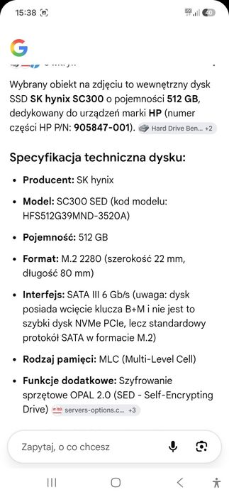 Dysk SSD M2 sata 512GB SKhynix