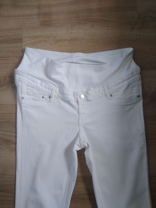 Spodnie ciążowe XL 42 44 hm mama białe