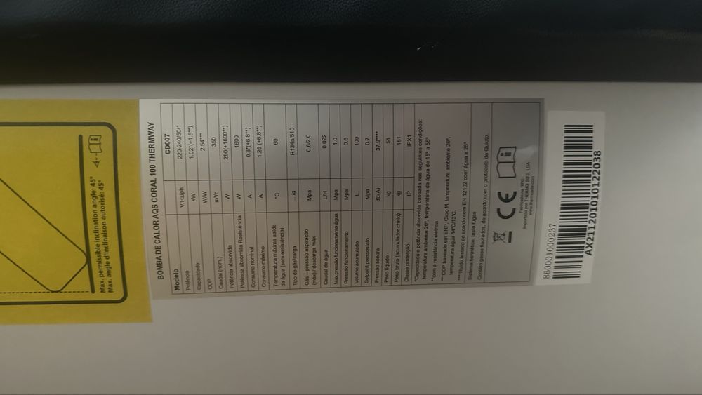 Bomba de calor thermway 100L