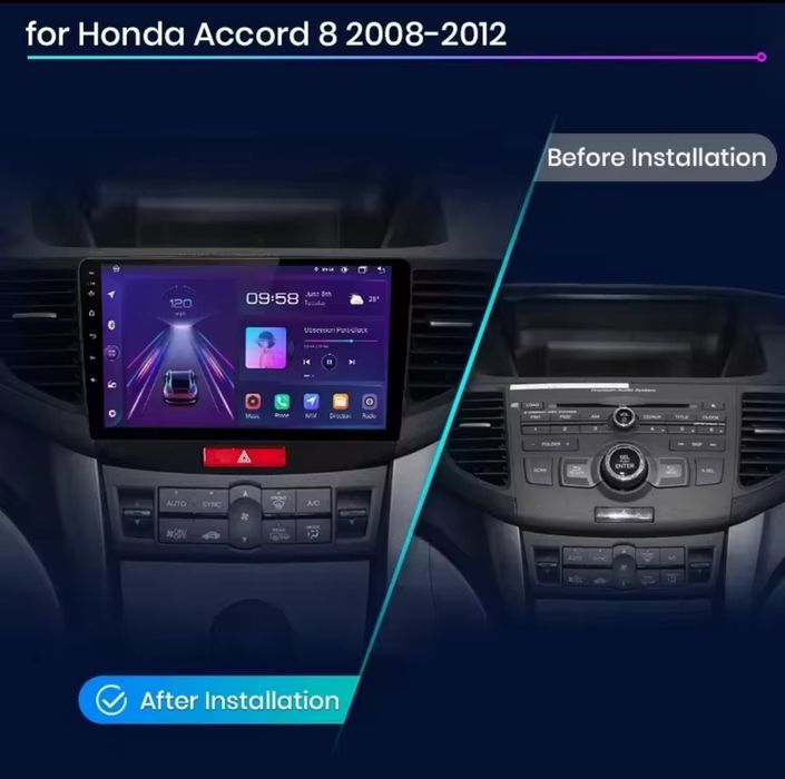 Rádio Android Honda ACCORD 8 Carplay Wi-Fi GPS Bluetooth NOVO