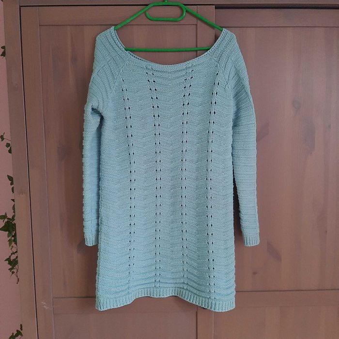 Miętowy jasno zielony turkusowy swetr sweter sweterek tunika S/M