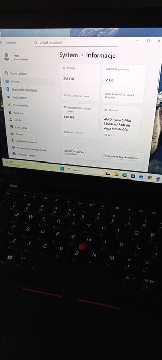 ThinkPad T495s ryzen 5 3500u, odbiór wyłącznie osobisty