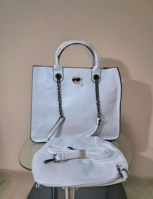 Torebka Karl Lagerfeld z kosmetyczką skórzana