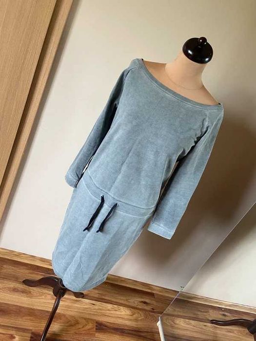 Szara sukienka dres diverse s m 38 midi sport dresowa basic