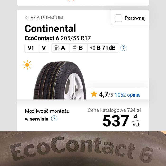 Komplet opon Continenal 205/55/17 cena za komplet wysyłka