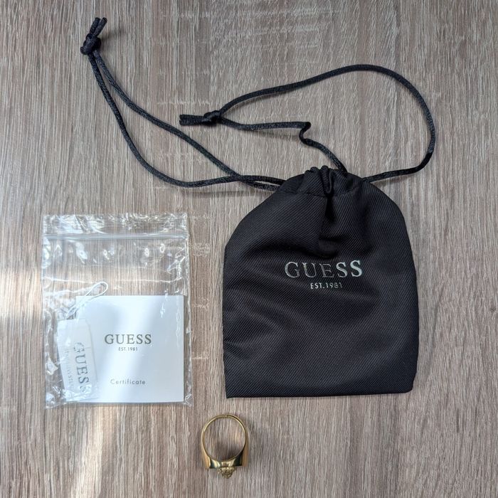 Guess LION COIN - Pierścionek - yellow gold-coloured/black