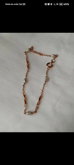 Pulseira Ouro 19.2K com Pérolas Naturais
