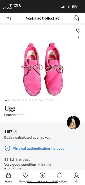 Ugg Leather Flats Shoes. Угі шкіряні рожеві, взуття жіноче