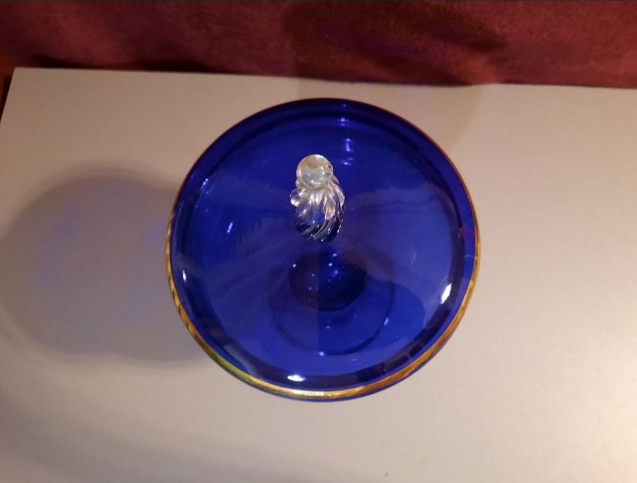 Конфетница на ножке Чешское стекло Ваза времён ссср ретро антиквариат