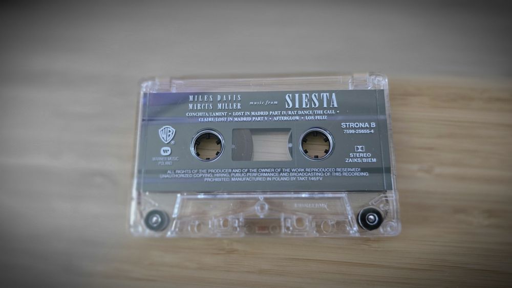 Music from Siesta Miles Davis Marcus Miller kaseta magnetofonowa holo