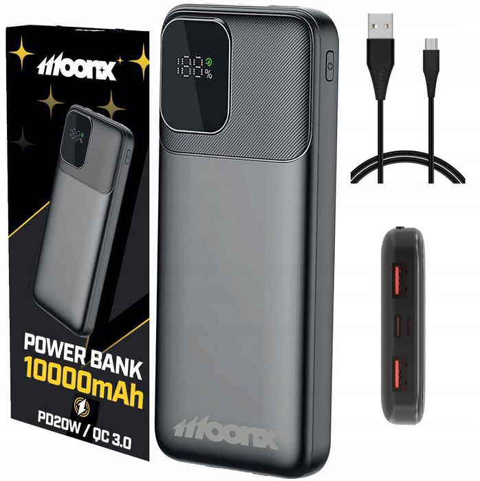 Moonx Powerbank 10000 Mah 22,5W Usb-C Usb Qc 3.0 Szybki Mocny