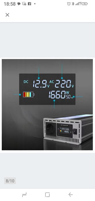 Przetwornica Napięcia Czysty SINUS Samochodowa Konwerter DC/AC 12V 230