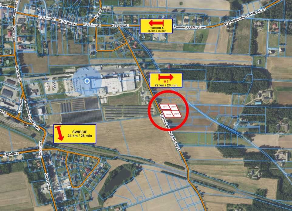 Działki budowlane z WZ od 900m2 - już za 120 zł/m2 - Osie, Powiat Świecki