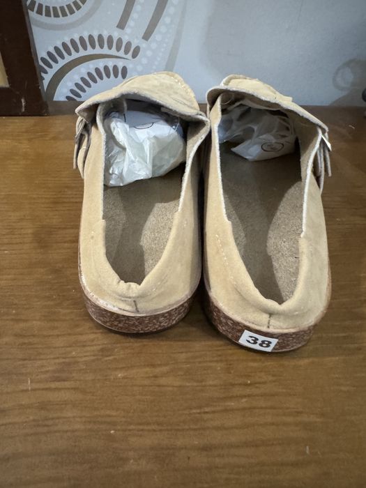 Chinelos beje em tecido tipo pele nubuck - 38