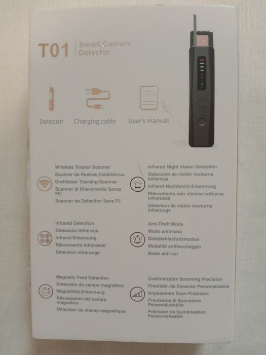 Детектор T01 для виявлення камер/бездротових сигналів Wi-Fi/захисту від прослуховування