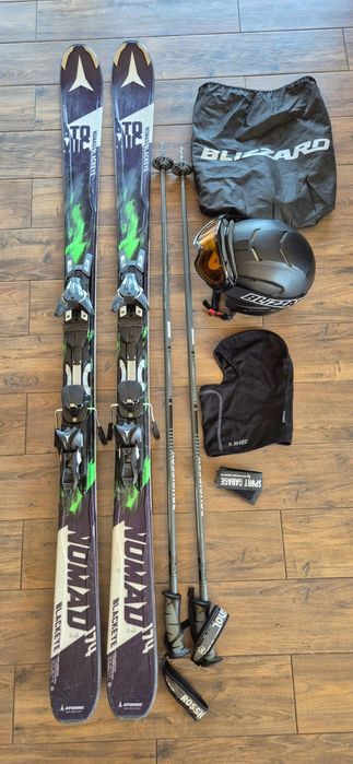Sprzęt narciarski narty, buty, kijki, kask, gogle
