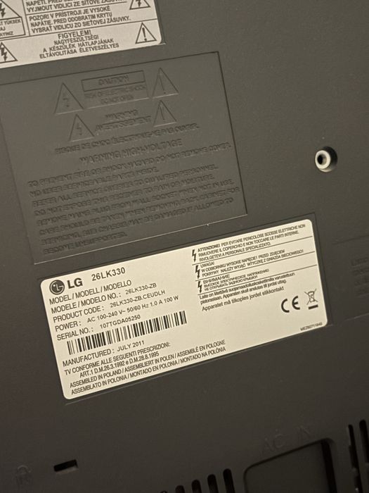 LG, telewizor 26’, super stan, bez wad model 26LK330