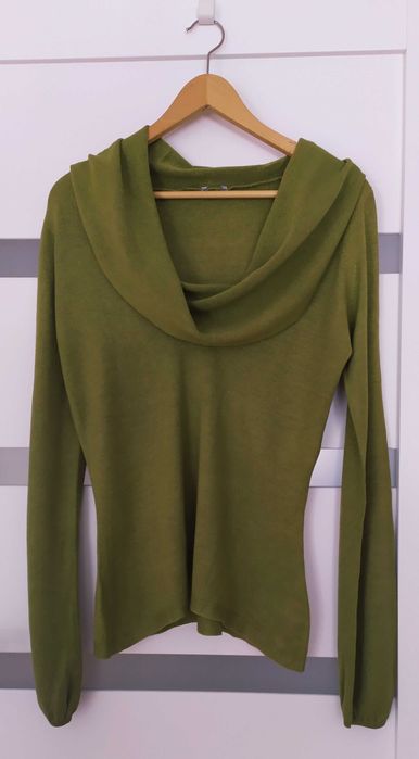 Sweter z szerokim golfem waterfall OASIS S kimonka