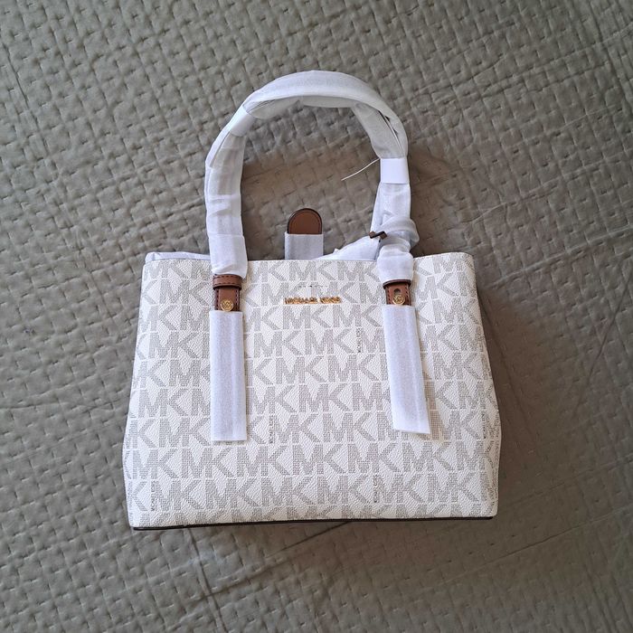 NOWA Oryginalna Mała Torebka Michael Kors Mel Small Logo Tote Bag Vanilla