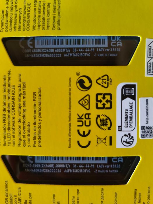 Corsair Vengeance RGB DDR5 - 24GB 6000MHz CL36 - Novas Seladas