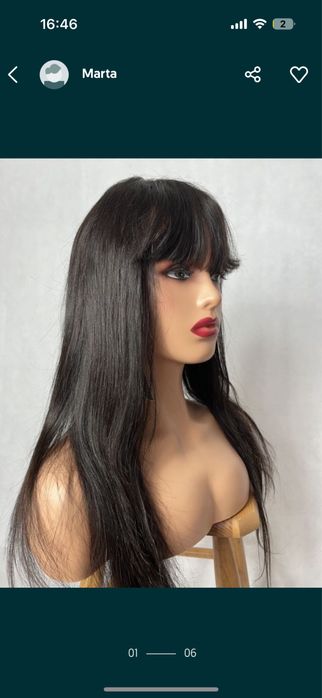 Bardzo dluga peruka 100% wlosy ludzkie grzywka