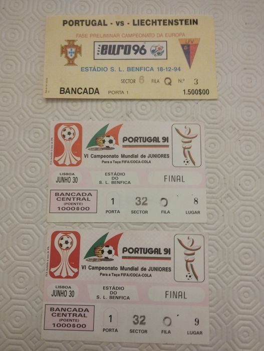 Bilhetes futebol antigos