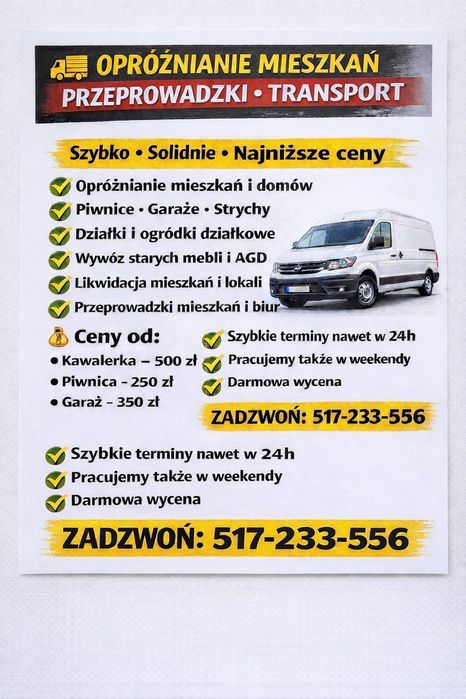 Opróżnianie  Mieszkań , Przeprowadzki , Transport