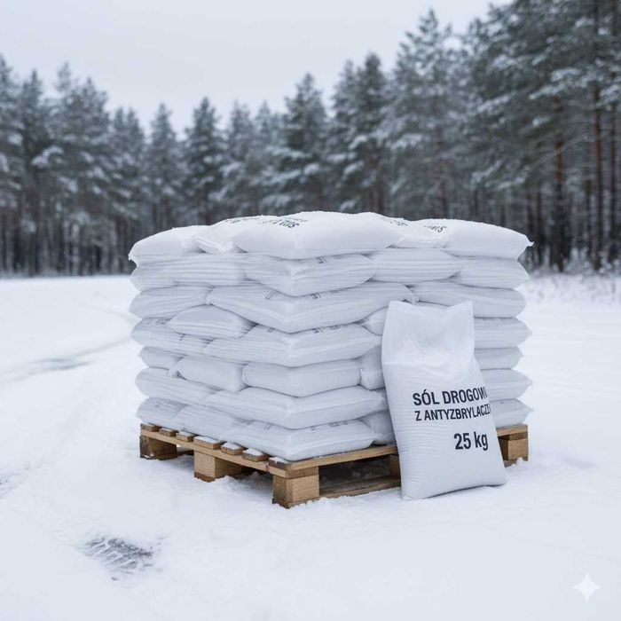 SÓL drogowa z ANTYZBRYLACZEM Chlorek Sodu 1 TONA po25kg KURIER