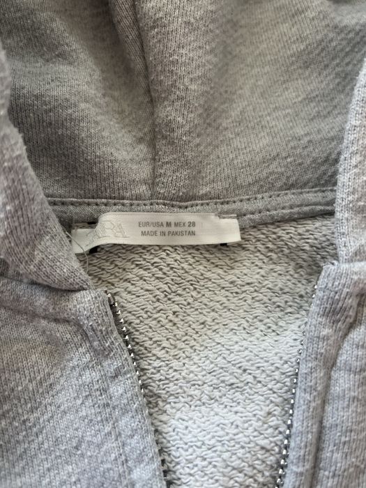 Bluza zara z kapturem bawelniana szara sportowa