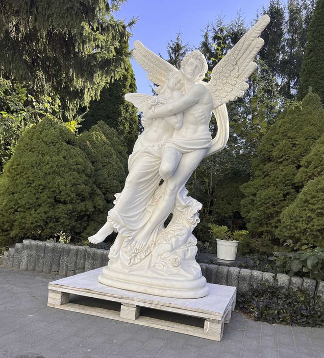 Rzeźba z marmuru EROS i PSYCHE 185cm do ogrodu, domu lub jako pomnik