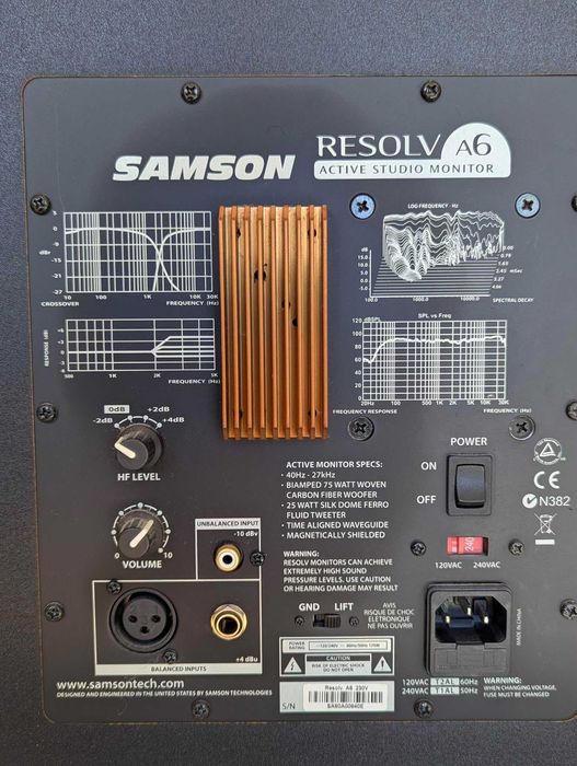 Studio Monitors (Monitores de Estúdio) Samson Resolv A6 + BS-500