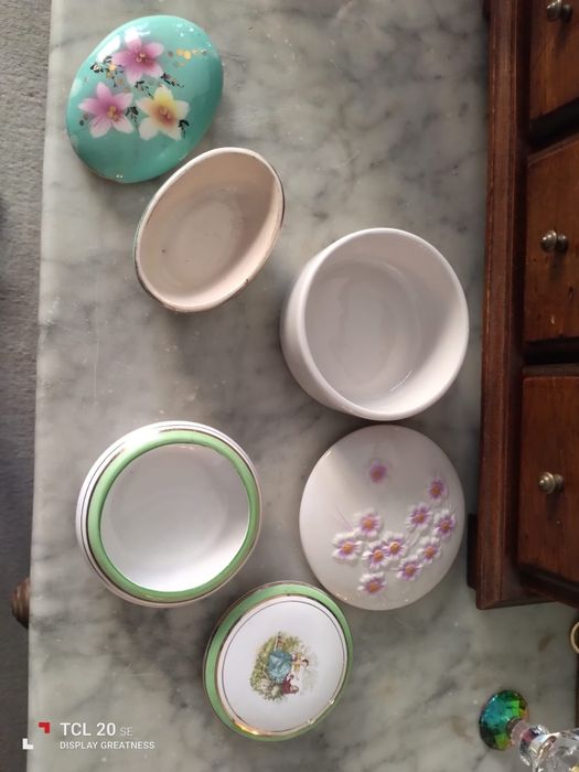 Conjunto de 3 Caixinhas / Porta-Jóias em Louça Portuguesa