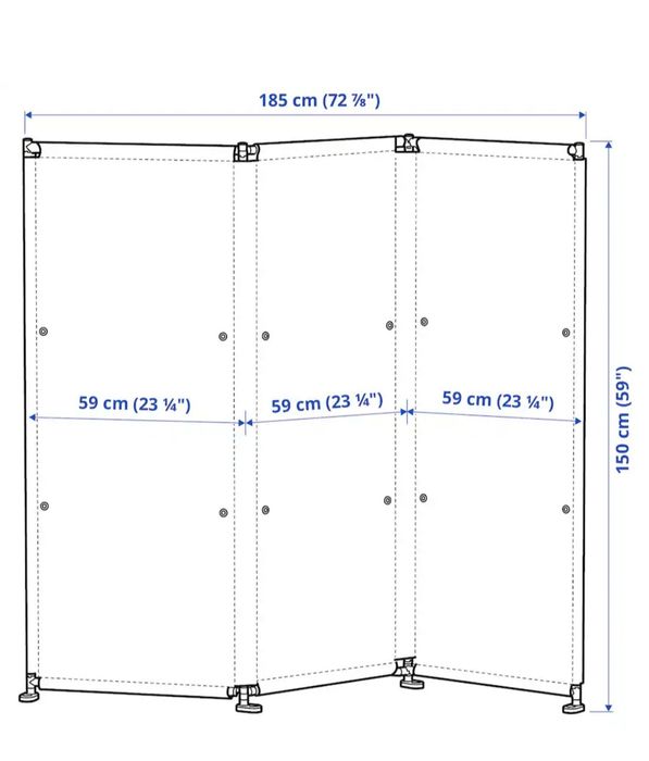YTTERSKÄR
Parawan, na zewnątrz, szary, 185x150 cm