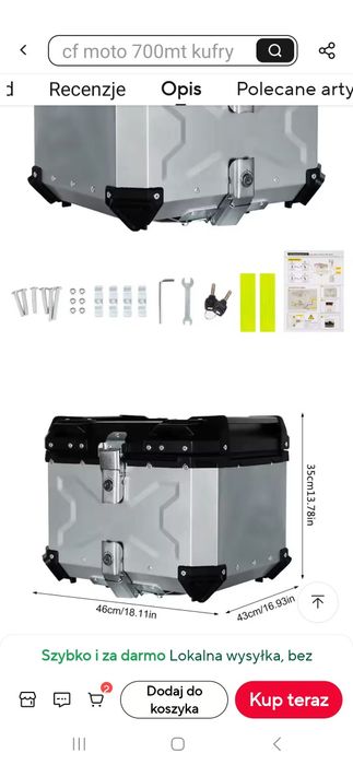 Kufer motocyklowy 55l aluminiowy aluminium skrzynia Adventure