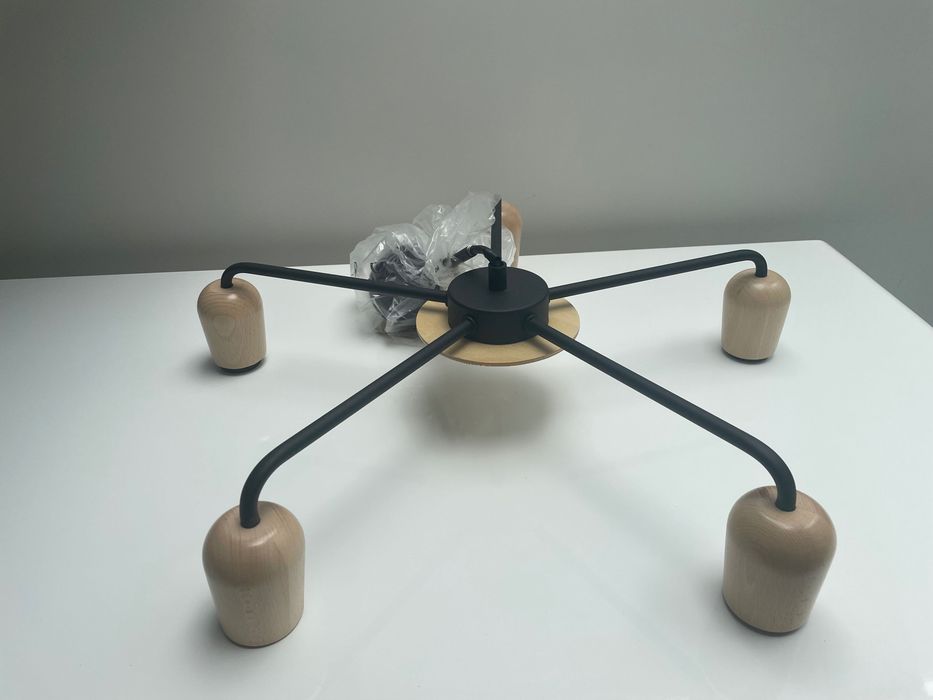Lampa wisząca nowa TK Lighting model nature czarny z elementami drewna
