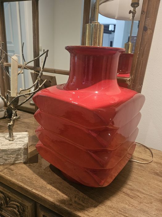 Lampa ceramiczna duza z abazurem.