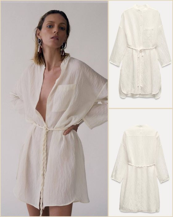 Удлиненная рубашка туника zara вискоза XS-S, M-L