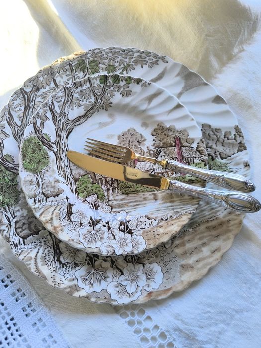 12 Talheres de sobremesa Solingen com cabo em prata