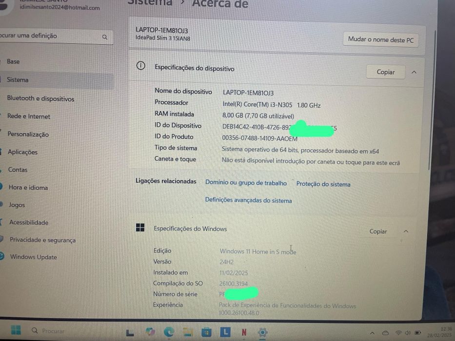Portátil Lenovo a venda