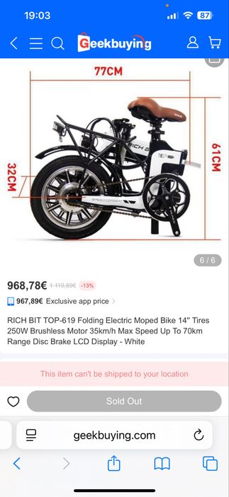 Bicicleta eletrica Rich Bit Top619