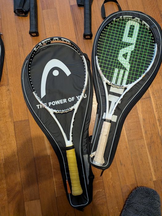 Lote de 12 raquetes de ténis (Head, Wilson, Babolat, Prince), adulto, júnior e criança