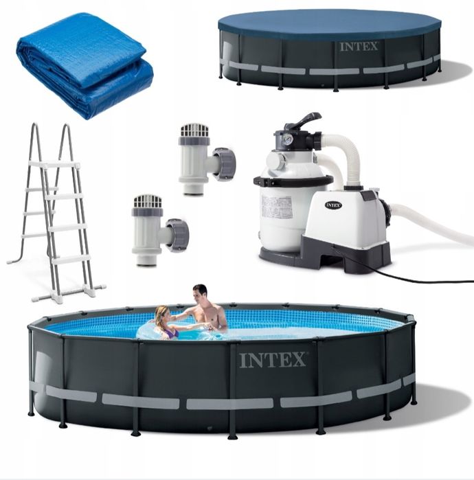 Basen Ogrodowy Stelażowy 488x122 z Pompą Piaskową Intex