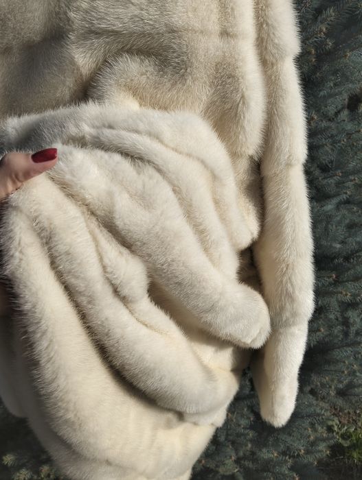 Ог 120! Біла норкова шуба поперечка довга 48-50-52